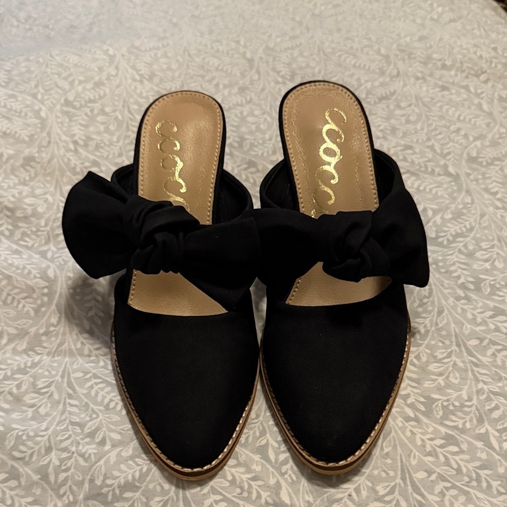 CCOCCI Black Bow Mules Size 8